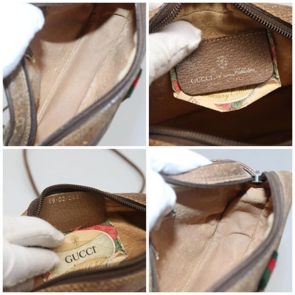 GUCCI GG Supreme Web Sherry Line Bag PVC Beige Gold 89 02 066 Auth 124761 - Picture 15 of 16